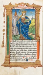 Drukowana księga godzin (do użytku rzymskiego): fol. 110v, św. Barbara