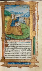 Drukowana księga godzin (do użytku rzymskiego): fol. 17r, św. Jan na Patmos