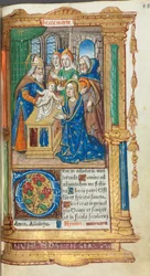 Drukowana księga godzin (do użytku rzymskiego): fol. 40r, Ofiarowanie w świątyni