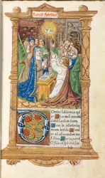 Drukowana księga godzin (do użytku rzymskiego): fol. 58r, Zesłanie Ducha Świętego