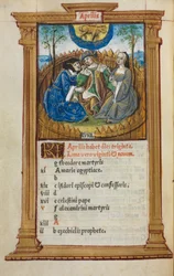 Drukowana księga godzin (użytek rzymski): fol. 5v, ilustracja kalendarza kwietniowego