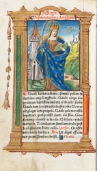 Drukowany Księga Godzin Korzystanie z Rzymu: fol. 110v, św. Barbara, 1510.