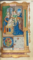 Drukowany Księga Godzin Korzystanie z Rzymu: fol. 40r, Ofiarowanie w świątyni, 1510.