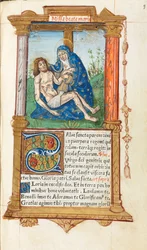 Drukowany Księga Godzin Korzystanie z Rzymu: fol. 53r, Pieta, 1510.