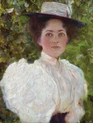 Dziewczyna w liściach, ok. 1908 (olej na płótnie)
