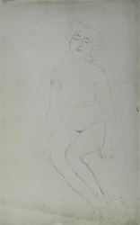 Суусан нүцгэн эмэгтэй, 1903 он (Японы цаасан дээрх харандаа, улаан өнгийн харандаа) (б/б зураг)поли