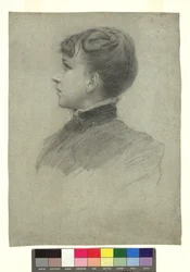 Portret Hermine, siostry Gustava Klimta, z profilu w lewo