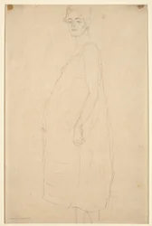 Studium ubranej kobiety w ciąży, ok. 1915-16 (ołówek na podobnym papierze japońskim)