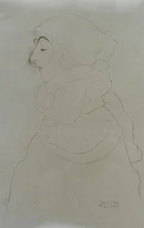Kobieta w profilu, c.1904-06 (ołówek na papierze) (zdjęcie czarno-białe)