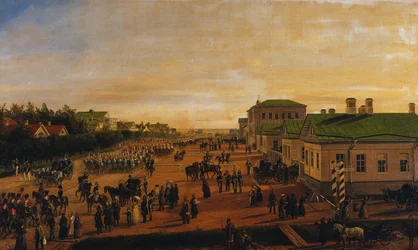 Car Mikołaj powracający z defilady wojskowej w Krasnoe Selo, 1848