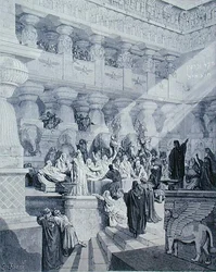 Daniel Interpreting the Writing on the Wall, rycina A. Ligny, ok. 1868 (rycina)