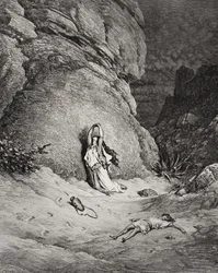 Hagar i Izmael na pustyni, ilustracja z "Świętej Biblii" Dore
