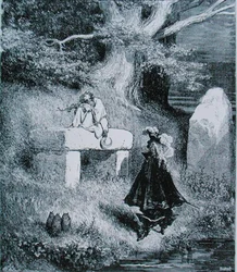 Ilustracja do „Kot w butach” Charlesa Perraulta (1628-1703) 1883 (rycina)