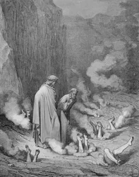 Kara Simonistów, z "Boskiej komedii" (Inferno) Dantego Alighieri (1265-1321) wygrawerowanej przez Stephane