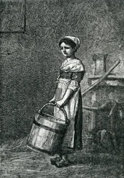 Cosette niosąca wiadro, ilustracja z 