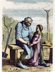 Cosette miała pozwolenie od Les Miserables. 1865 (rycina)
