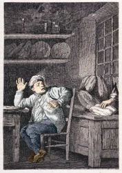 Le vol de Jean Valjean - w "Nędznikach" Victora Hugo, il. przez Briona, wyd. Hetzel i Lacroix