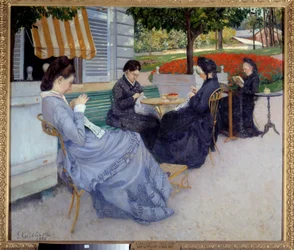 Portrety wiejskie (szycie kobiet). Obraz Gustave Caillebotte (1848-1894)