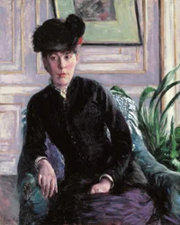 Portret młodej kobiety we wnętrzu (Portrait de Mme H), ok. 1877 (olej na płótnie)