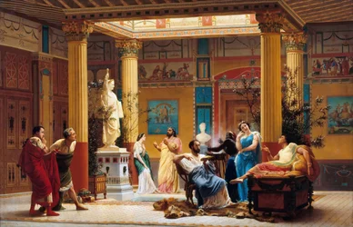 Próba Joueur de flûte i La femme de Diomède w atrium pompejańskiego domu księcia Napoleona