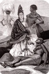 Signare, mulatka-francuska Afrykanka na wyspie Goree w Senegalu. 1861 (grawerowanie)