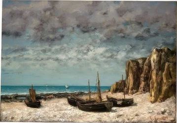 Łodzie na plaży Etretat. Około 1872/75