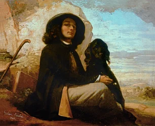 Courbet, autoportret z czarnym psem