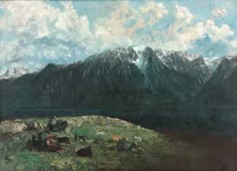Panoramiczny widok na Alpy, Les Dents du Midi, 1877