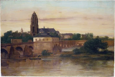 Widok na Frankfurt ze Starym Mostem od strony Sachsenhausen