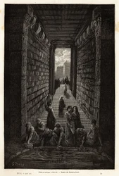 Zabytkowa cysterna, nadal używana w Meridzie. Grawer ilustrujący podróż do Hiszpanii autorstwa Gustave Dore (1832-1883) ilustratora i barona Ch. Reaktor Davillier, w 1862 r., opublikowany w „Le tour du monde, nouveau journal des voyages”, pod kierunkiem