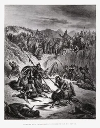 Żołnierze bojowi Isz-bosheta i Dawida, ilustracja z Biblii Dore