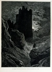 Croque-Mitaine; ilustracja z 1863 r., Gustave Dore (1832 – 1883); Francuski artysta, grafik, ilustrator. Croque-Mitaine (straszak) to złośliwa postać prezentowana dzieciom, aby je przestraszyć, a tym samym uczynić je mądrzejszymi.