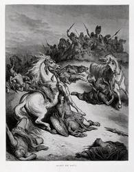Śmierć króla Izraela Saula, ilustracja z Biblii Dore