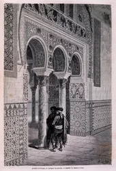 Fragment arkady Alcazar w Sewilli - autorstwa Doré, w „Tour du Monde”, II sem. 1866.