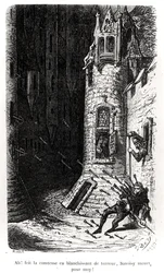 Ilustracja z „Les Contes Drolatiques”, autorstwa Honore de Balzac (1799-1850) grawerowana przez Riault, 1855