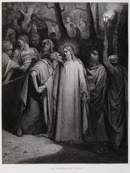 Judas zdradza Jezusa pocałunkiem; ilustracja z Biblii Dorégo