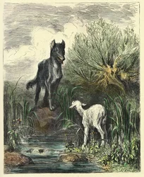 Wilk i baranek (rycina z lat 1861-1868)