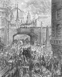 Ludgate Hill, z „Londyn, pielgrzymka”, napisane przez Williama Blancharda Jerrolda (1826-94) wyd. 1872 (grawerowanie)