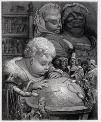 Pantagruel po kursie geografii – w „Gargantua” Rabelaisa, il. Gustave Dore