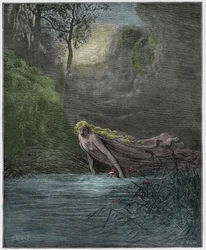 Purgatorio, pieśń 31: Dante zanurzony w rzece Lete, ilustracja do „Boskiej komedii” Dantego Alighieri, 1885