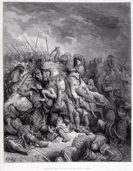Richard Heart of Lion w bitwie pod Arsur - rycina Gustave Doré