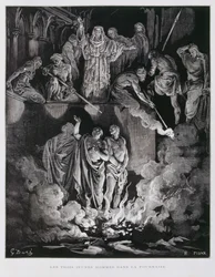 Szadrach, Meszach i Abednego w piecu ognistym, ilustracja z Biblii Dore