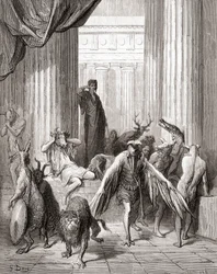 Towarzysze Ulissesa z XIX-wiecznego wydania Fables de La Fontaine (drewno)