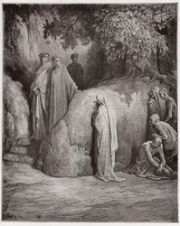 Boska komedia, Czyściec, Pieśń 23: Dante rozpoznaje cień Foresego wśród żarłoków - Dante Alighieri (1265-1321) - Ilustracja Gustave
