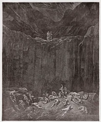 Boska komedia, Piekło, Pieśń 29: Fałszerze dręczeni w dolinie - Dante Alighieri (1265-1321) - Ilustracja Gustave