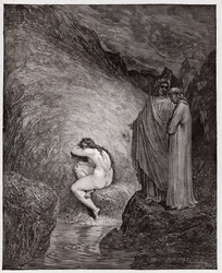 Boska Komedia (La Divina Commedia, La Divine Comedie), Inferno, Canto 30: Mirra, skazana za kazirodztwo - Dante Alighieri (1265-1321) - Ilustracja Gustave Dore (1832-1883)