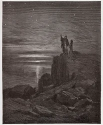 Boska komedia, Piekło, Pieśń 34: Poeci wychodzą z piekła - Dante Alighieri (1265-1321) - Ilustracja Gustave