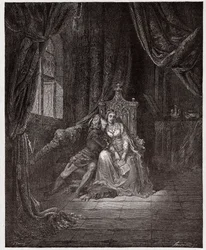Boska Komedia (La Divina Commedia, La Divine Comedie), Inferno, Canto 5: Paolo and Francesca - autorstwa Dante Alighieri (1265-1321) - Ilustracja Gustave Dore (1832-1883)