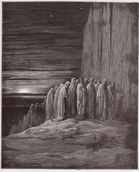 Boska Komedia (La Divina Commedia, La Divine Comedie), Purgatorio, Canto 18: Mnóstwo leniwych - Dante Alighieri (1265-1321) - Ilustracja Gustave Dore (1832-1883)