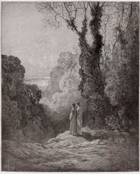 Boska Komedia (La Divina Commedia, La Divine Comedie), Purgatorio, Canto 1: Poeci widzą piękno Wenus na porannym niebie - autorstwa Dante Alighieri (1265-1321) - Ilustracja Gustave Dore (1832-1883)